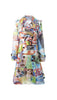 Multi print trench coat