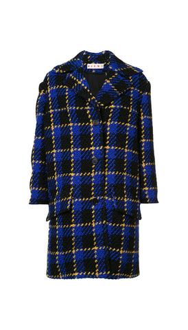 bouclé check coat