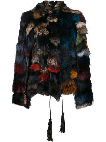 round neck fur jacket