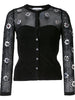 flower embellished fishnet top