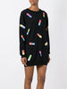 pill print sweater dress