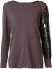 sequinned sleeve jumper