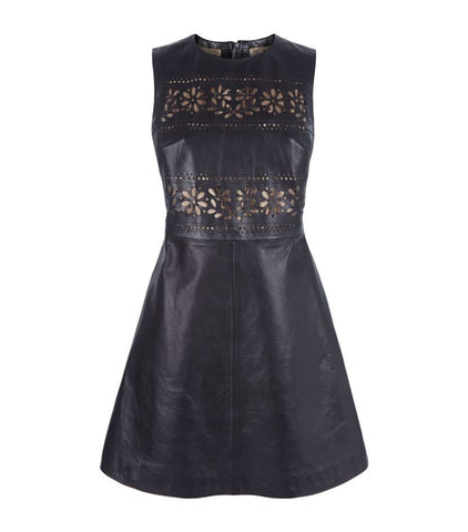 Lamb leather laser cut dress