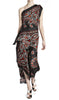 Paisley Print One-Shoulder Dress