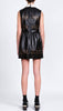 Lamb leather laser cut dress with collar