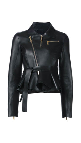 Belted biker jacket