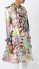 Multi print trench coat