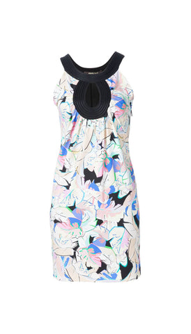Leaf print sleeveless dress