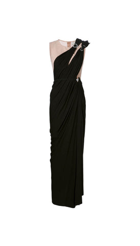 Overlay draped evening dress