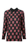 Striped square print blouse