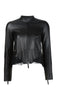 Lace insert leather jacket