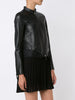 Lace insert leather jacket