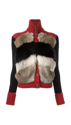 Fur detail cardigan