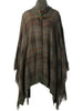 checked fringed poncho