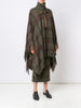 checked fringed poncho