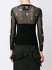 flower embellished fishnet top