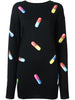 pill print sweater dress
