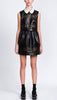 Lamb leather laser cut dress with collar