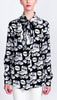 Shopping bag print neck tie blouse