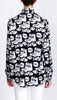 Shopping bag print neck tie blouse