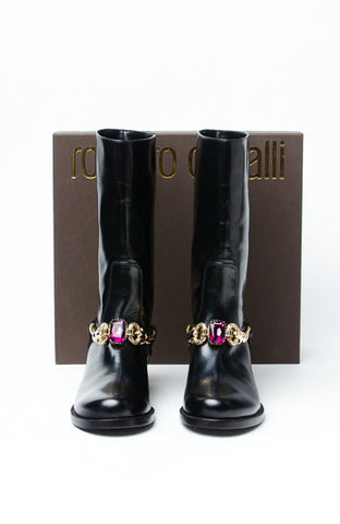 Leather Boot with Jewel Detail